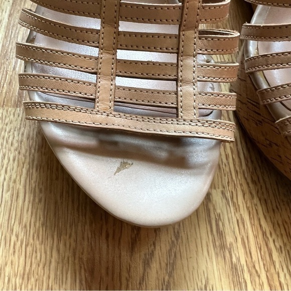 Franco Sarto Tan/ Beige Leather  Sarto Shoes Sombre Wedge Sandals Size 9M - Picture 5 of 13